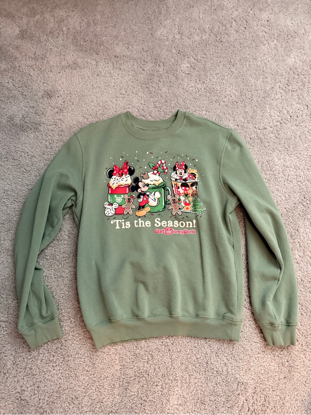 Disney Olive Green 'Tis the Season Crewneck Sweatshirt